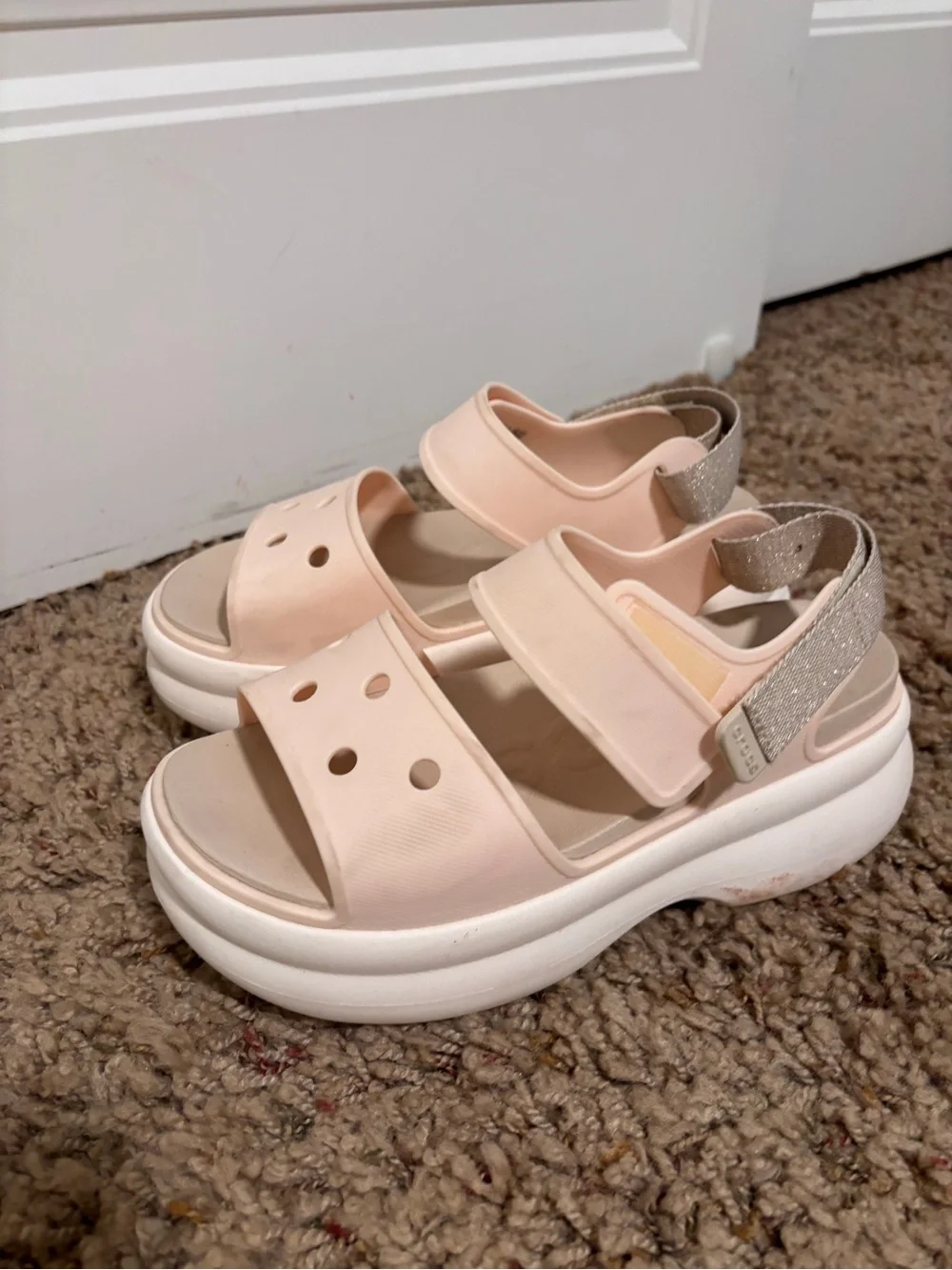 CROCS Kids Blush Pink Platform Sandals